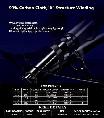 Telescopic Fishing Rod 3.0M Carbon Fiber Ultralight Travel Surf Pole