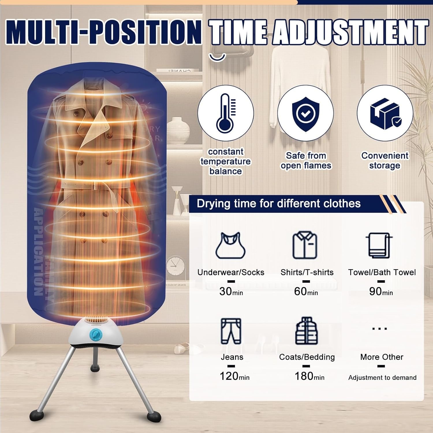 1000W Electric Clothes Dryer Heated Airer Pod 12kg Fast Indoor Drying