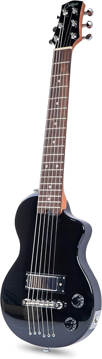 Mini Electric Guitar 3/4 Travel Size Black Beginner Kids Adults