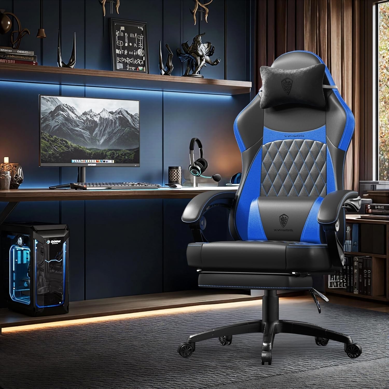 Ergonomic Gaming Chair Recliner w/ Footrest Massage 90–145°