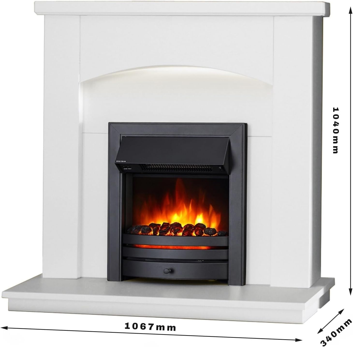 42” Electric Fireplace Suite MDF Surround Log Flame Heater Remote Timer