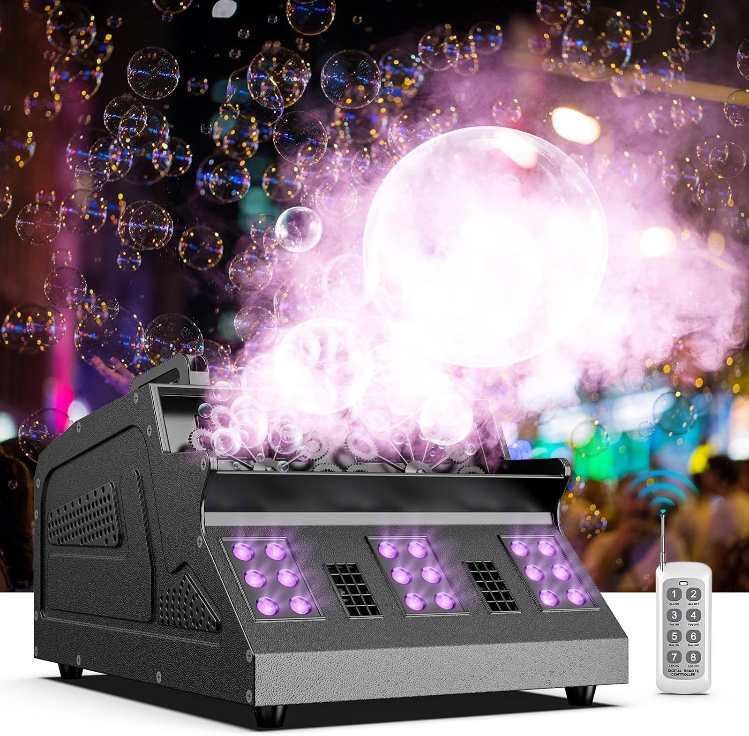 1500W Smoke Bubble Machine RGB DJ Party Remote DMX