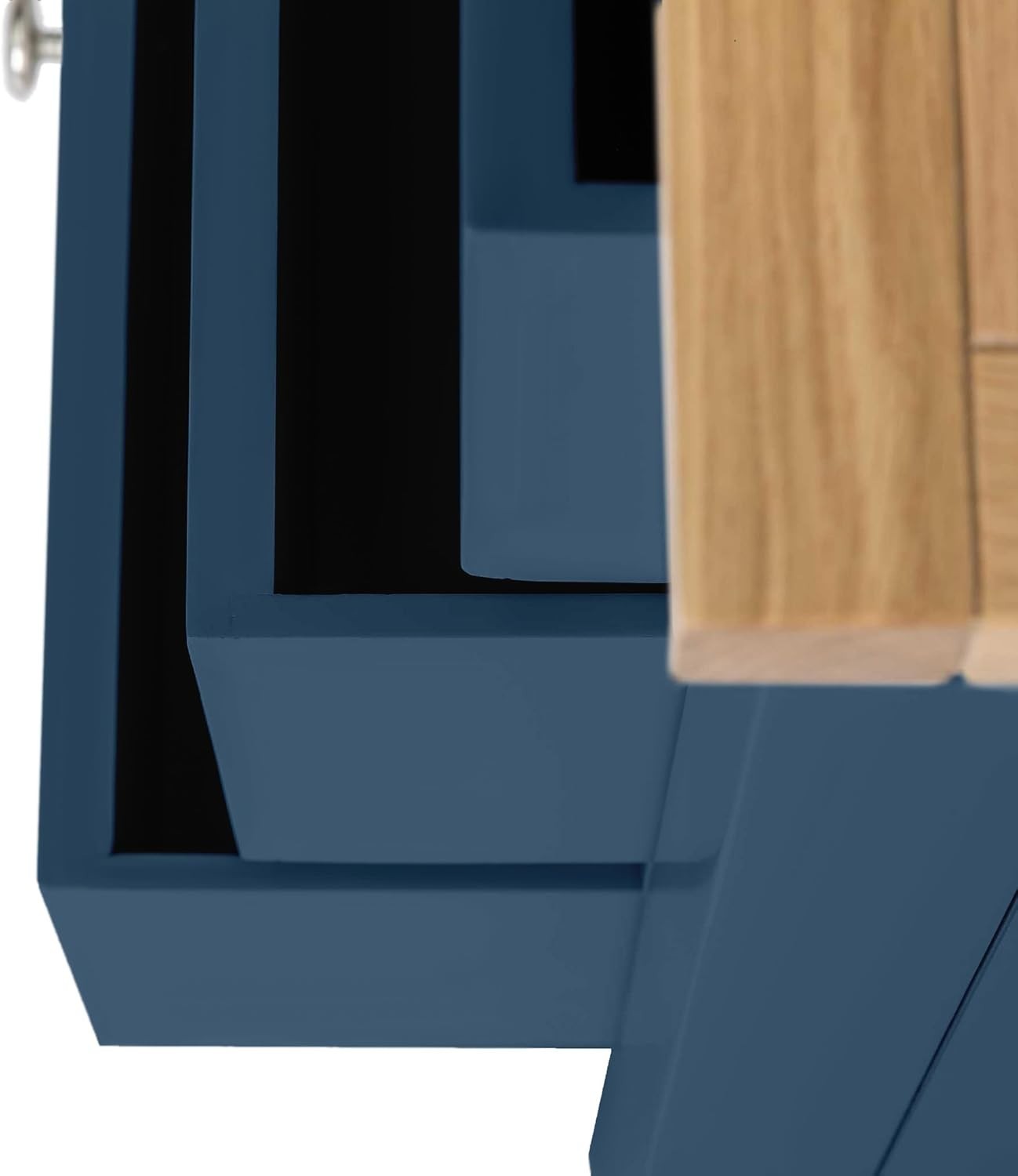 6 Drawer Navy Blue Chest – Solid Wood Storage, Matte Finish Bedroom Decor