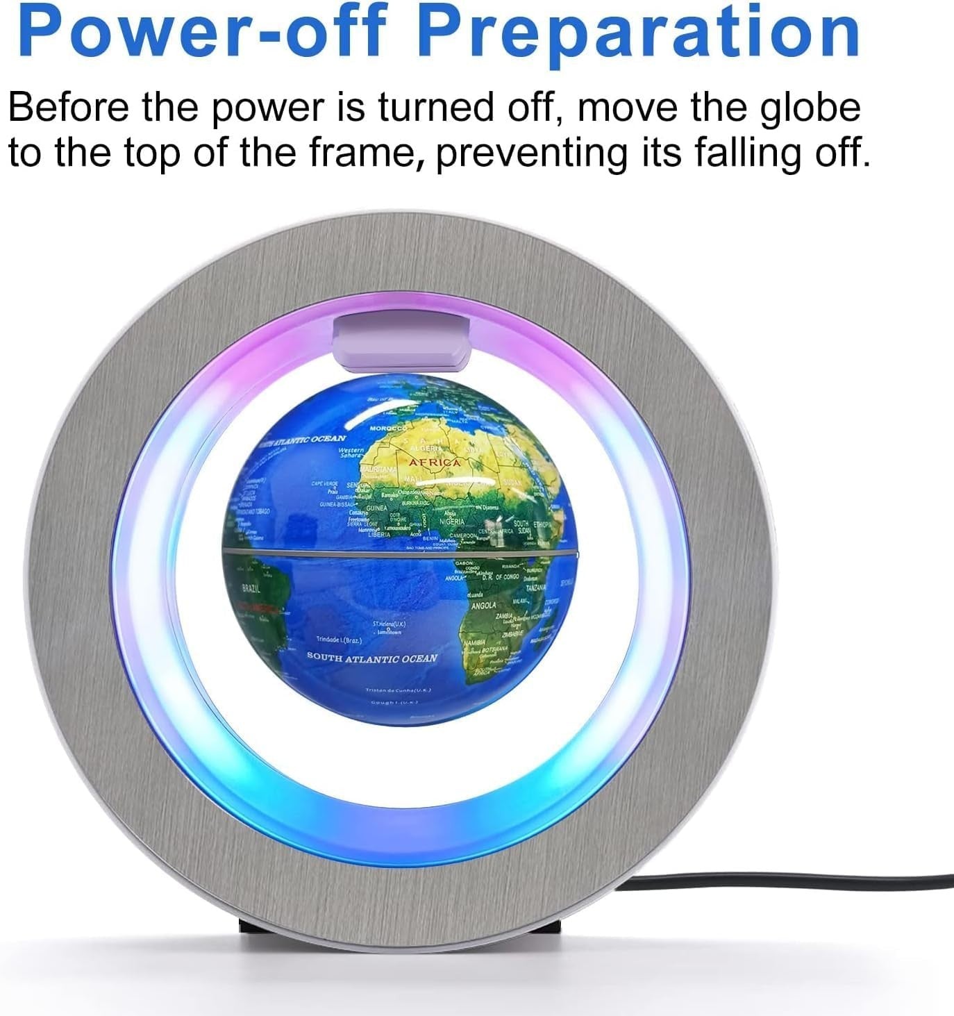 Magnetic Levitating Globe, Floating O-Shape LED World Map Desk Decor