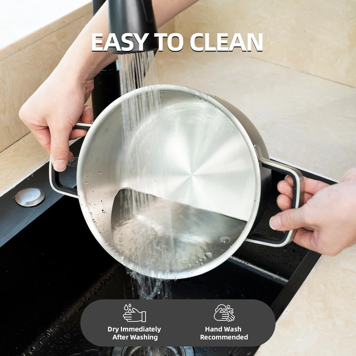 6Pcs Shadow Grey Stainless Steel Cookware Pot Set with Glass Lids Induction Safe