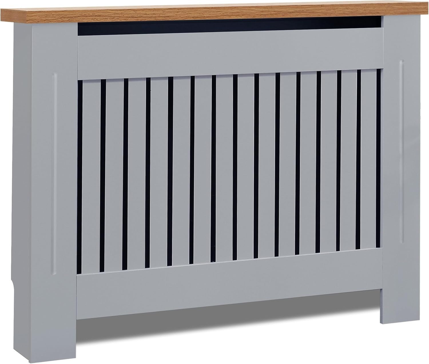 Medium Grey Radiator Cover | Vertical Slatted MDF Cabinet
