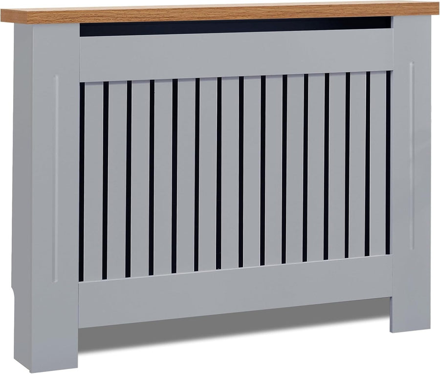 Medium Grey Radiator Cover | Vertical Slatted MDF Cabinet