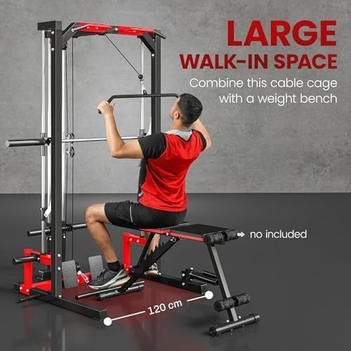Multi-Function Power Rack Black with Pull Up Bar & Cable System