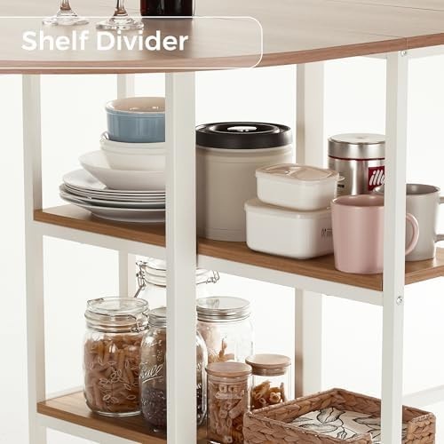 Oak & White Folding Dining Table Drop Leaf Mobile 4-6 Seat 140cm