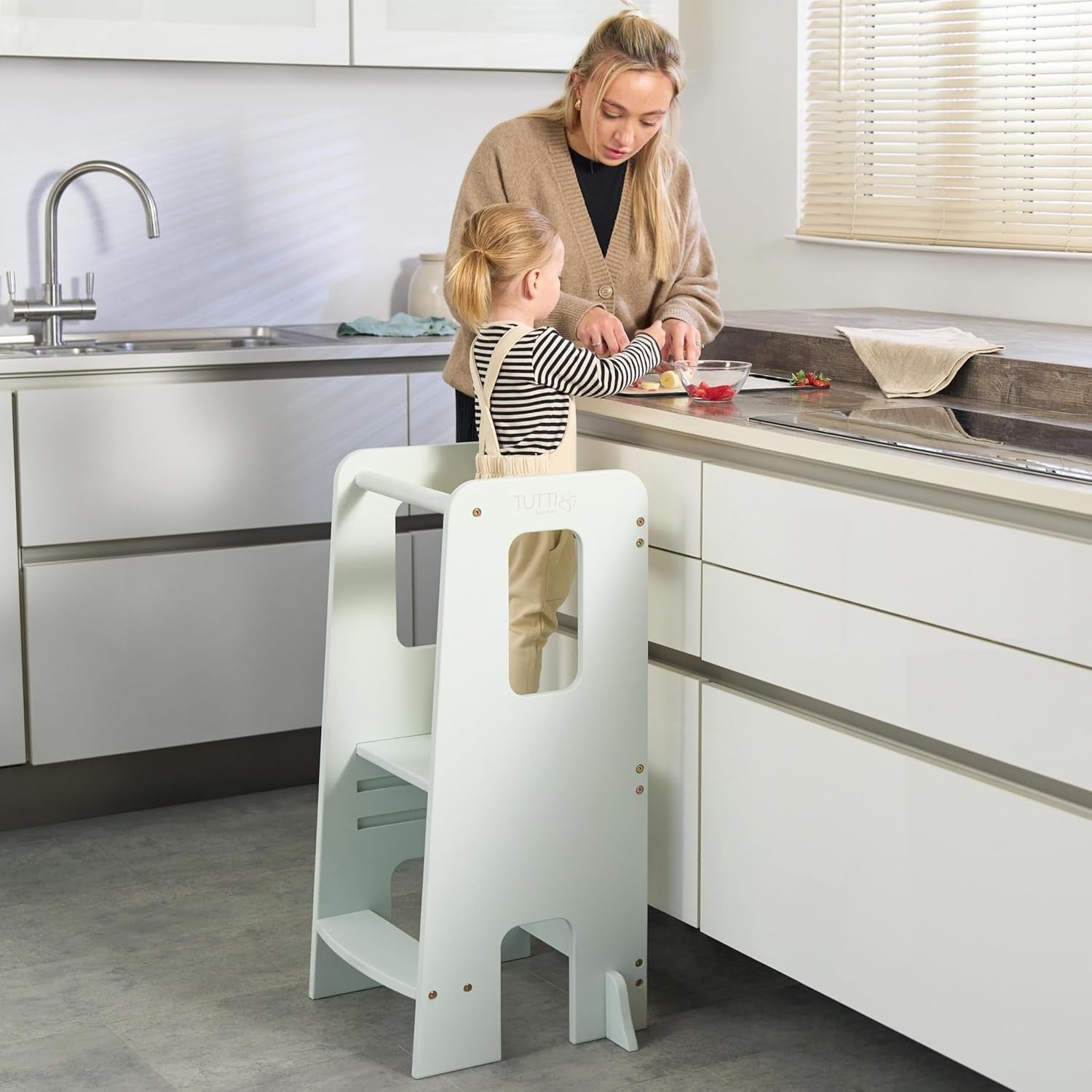 Kids Adjustable Learning Tower Stool with Safety Anti-Tip & Easy Setup