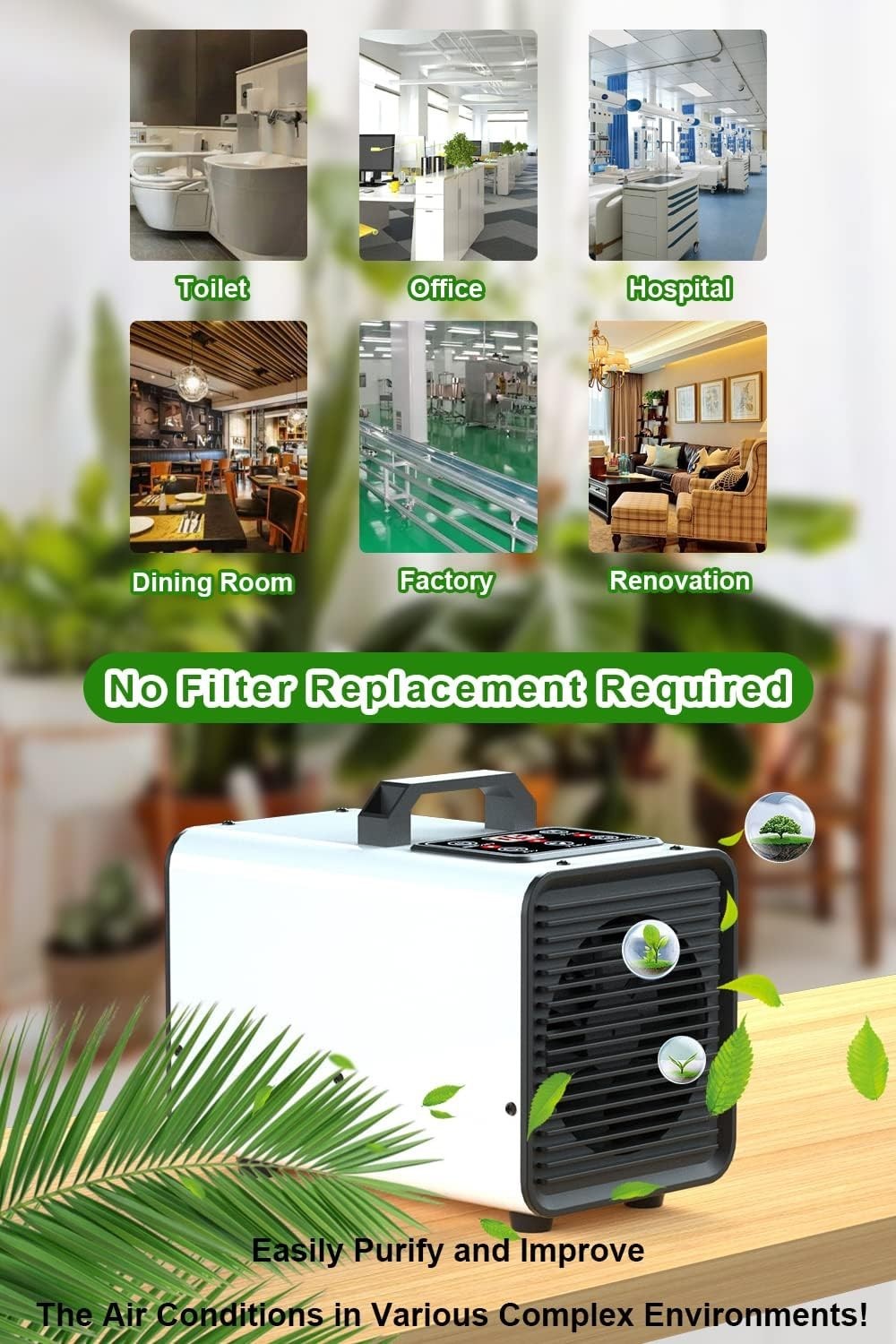 60000mg Ozone Generator Negative Ion Odour Eliminator Digital Timer
