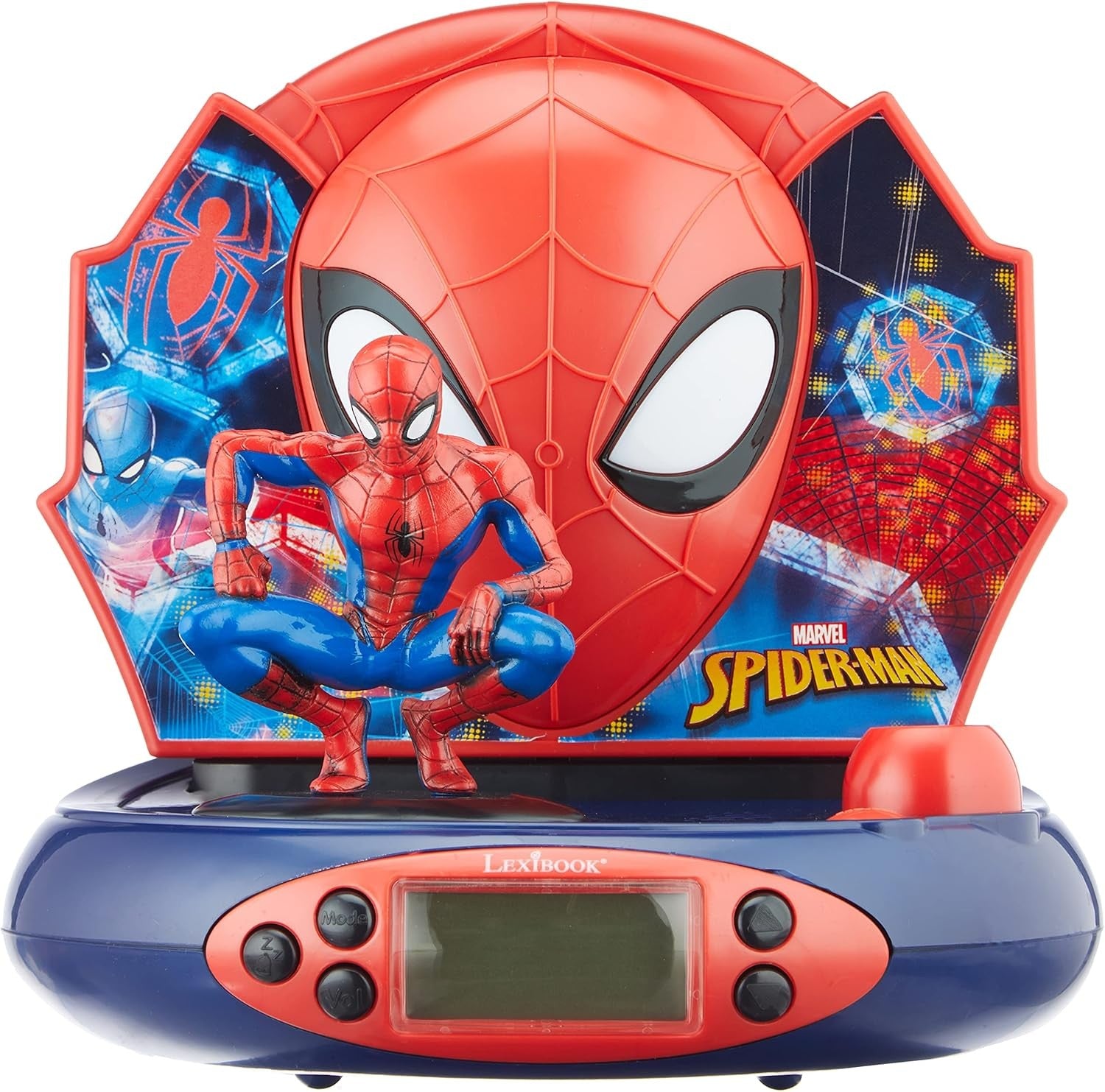 Kids Superhero Projector Alarm Clock Night Light Sound Effects Battery