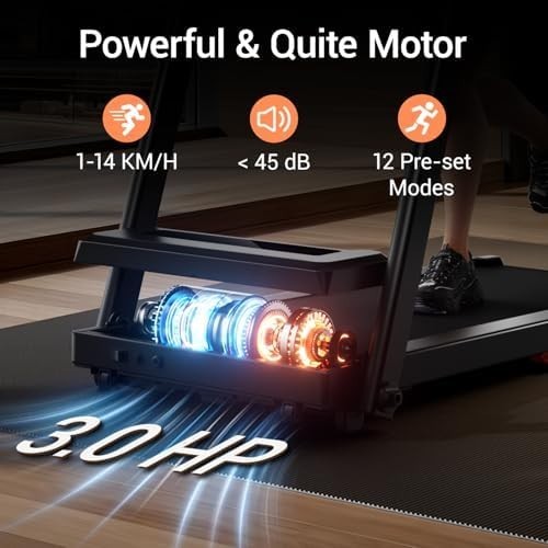 3.0HP Folding Treadmill Quiet Motor 12kmh Shock Absorbent Home Running Machine
