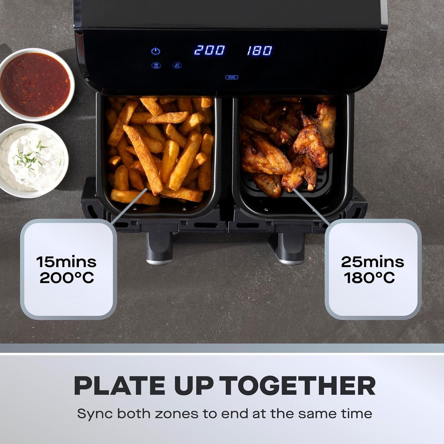 Dual Zone Air Fryer 9L | 4.5L+4.5L Sync Cook Digital Healthy Family Cooking