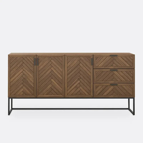 Large Parquet Wood Sideboard Cabinet with Drawers & Cupboards 180cm