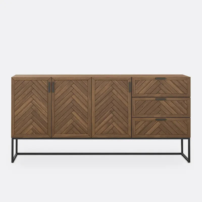Large Parquet Wood Sideboard Cabinet with Drawers & Cupboards 180cm
