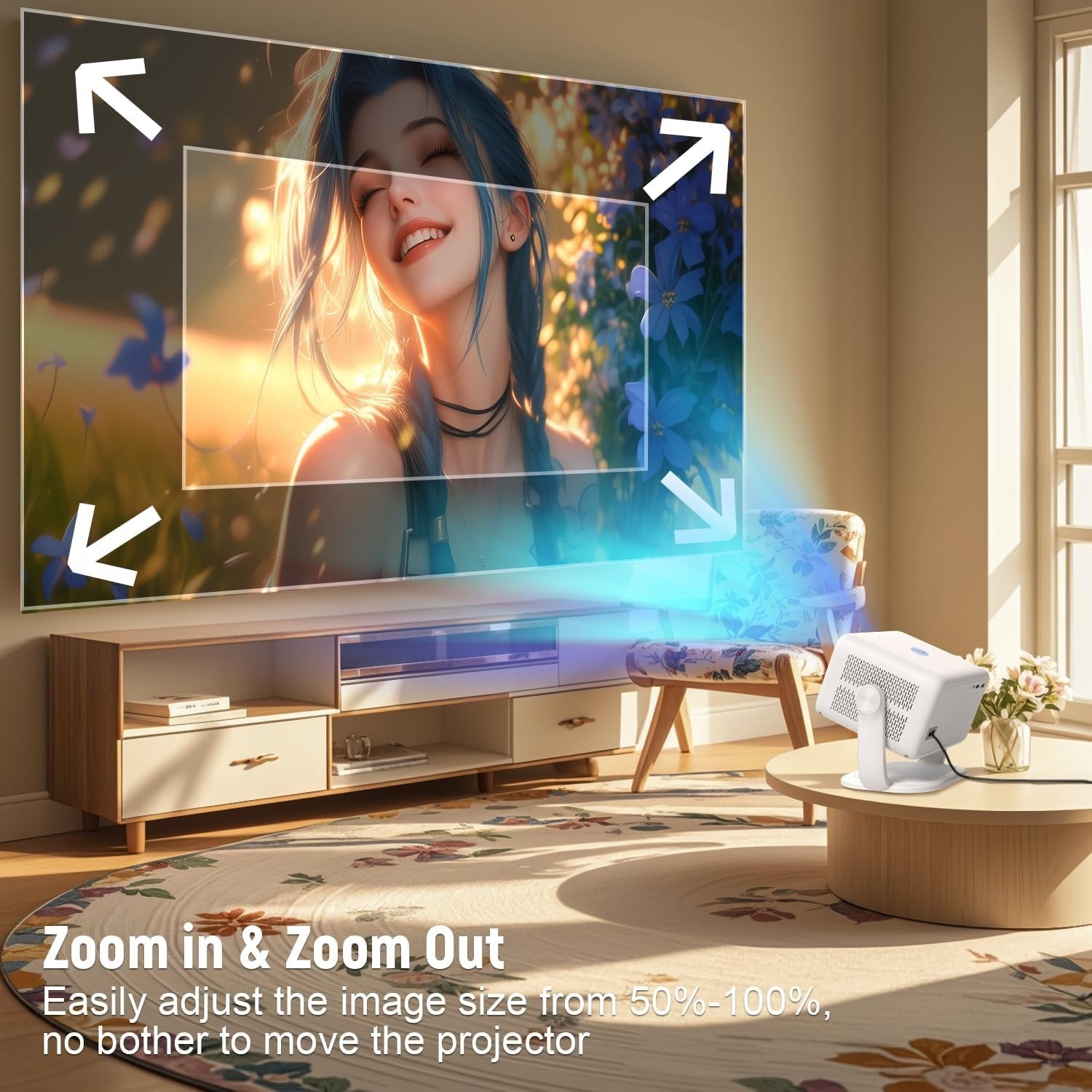 Mini 1080P Smart Projector Netflix Official Auto Focus WiFi 6 BT