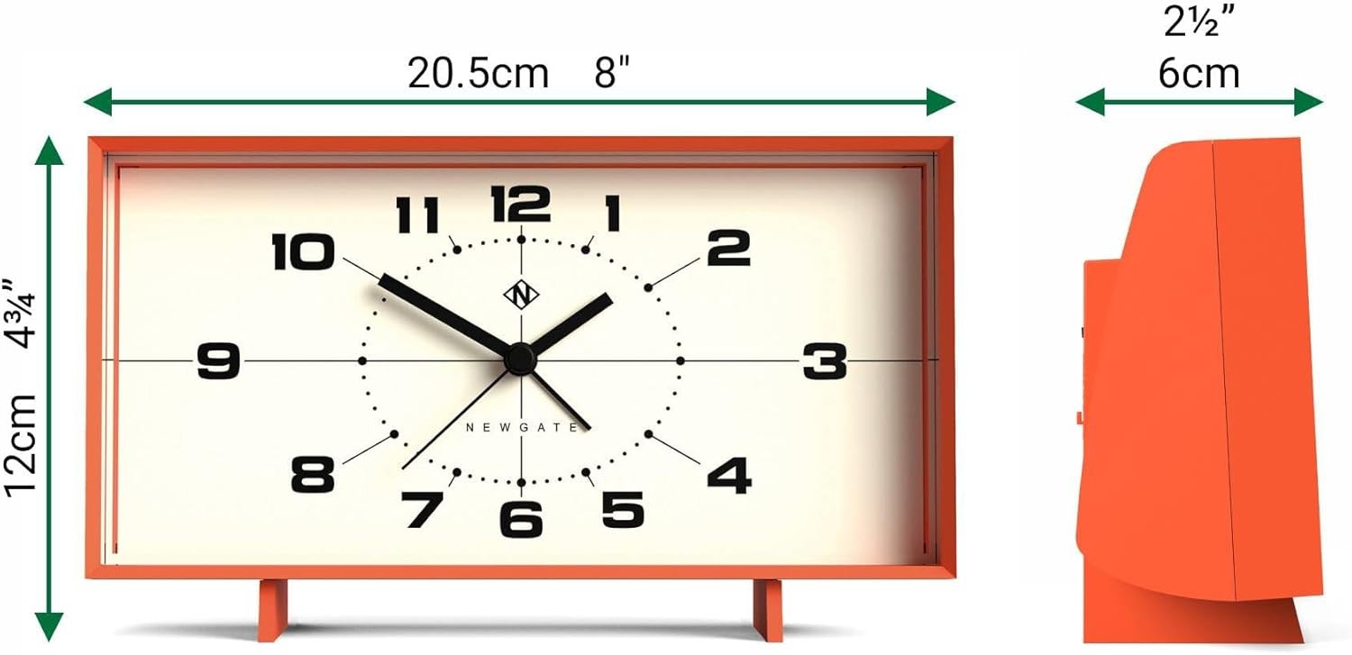 Retro Rectangular Alarm Clock Analogue Bedside Desk Mantel Pumpkin Orange