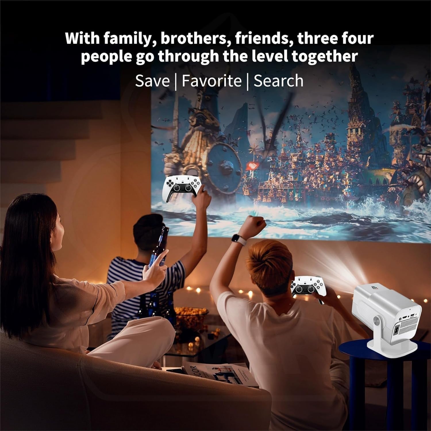 Retro Game Projector 4K Smart Android 12 30000 Games WiFi Bluetooth