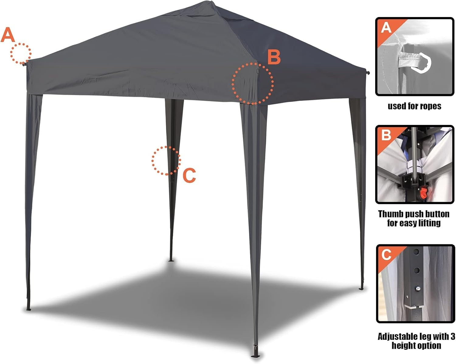 3x3M Pop Up Gazebo Heavy Duty Waterproof Outdoor Party Tent Grey