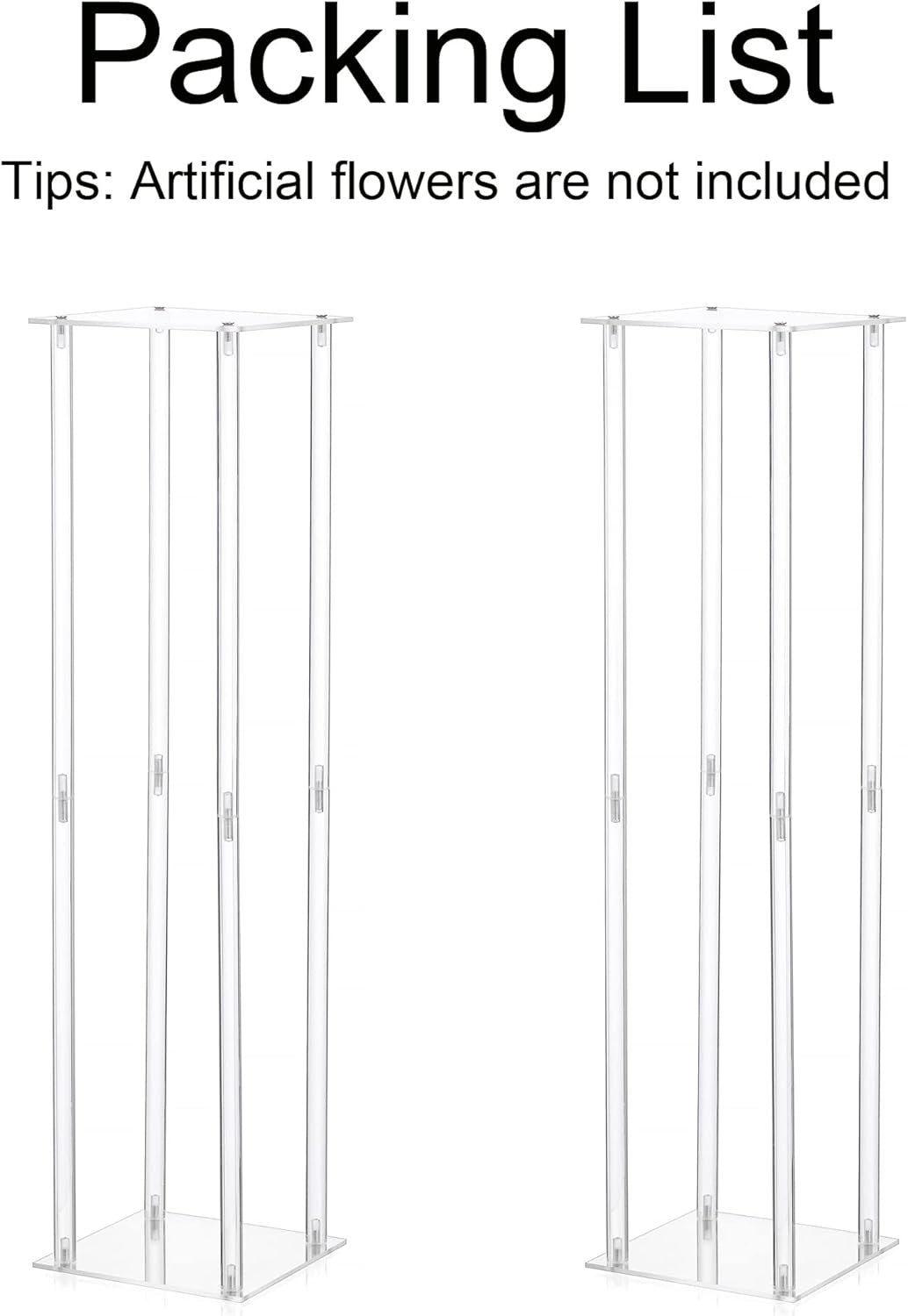 Clear Acrylic Wedding Flower Stand Set 80cm Table Centerpiece Columns