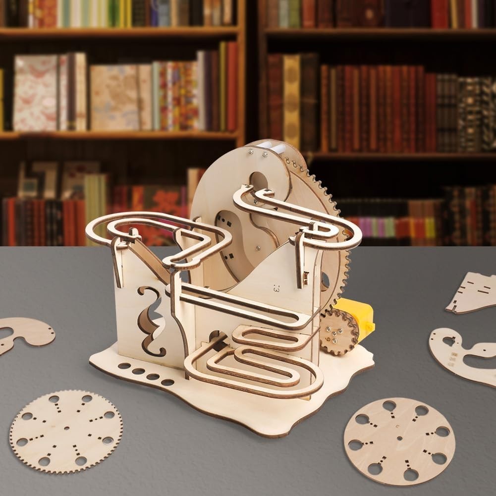 3D Wooden Marble Run Puzzle – Self Assemble, STEM Toy, Logical Build
