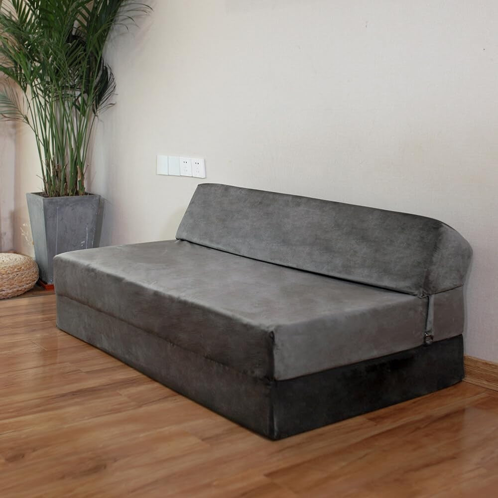 Double Fold Out Sofa Bed Velvet Futon | Soft Foam Mattress | Living Room