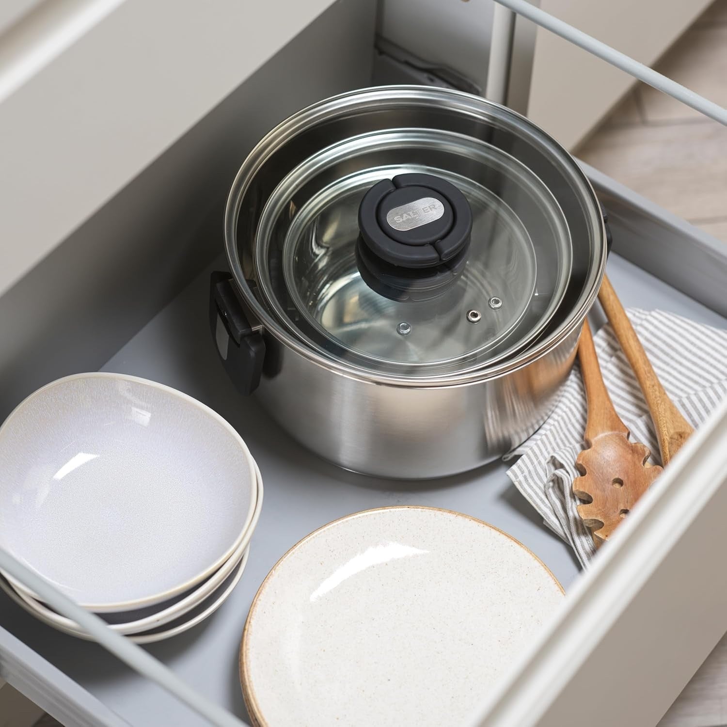 3pcs Stainless Steel Stockpot Set – 16 20 & 24 cm Induction Pans with Glass Lids