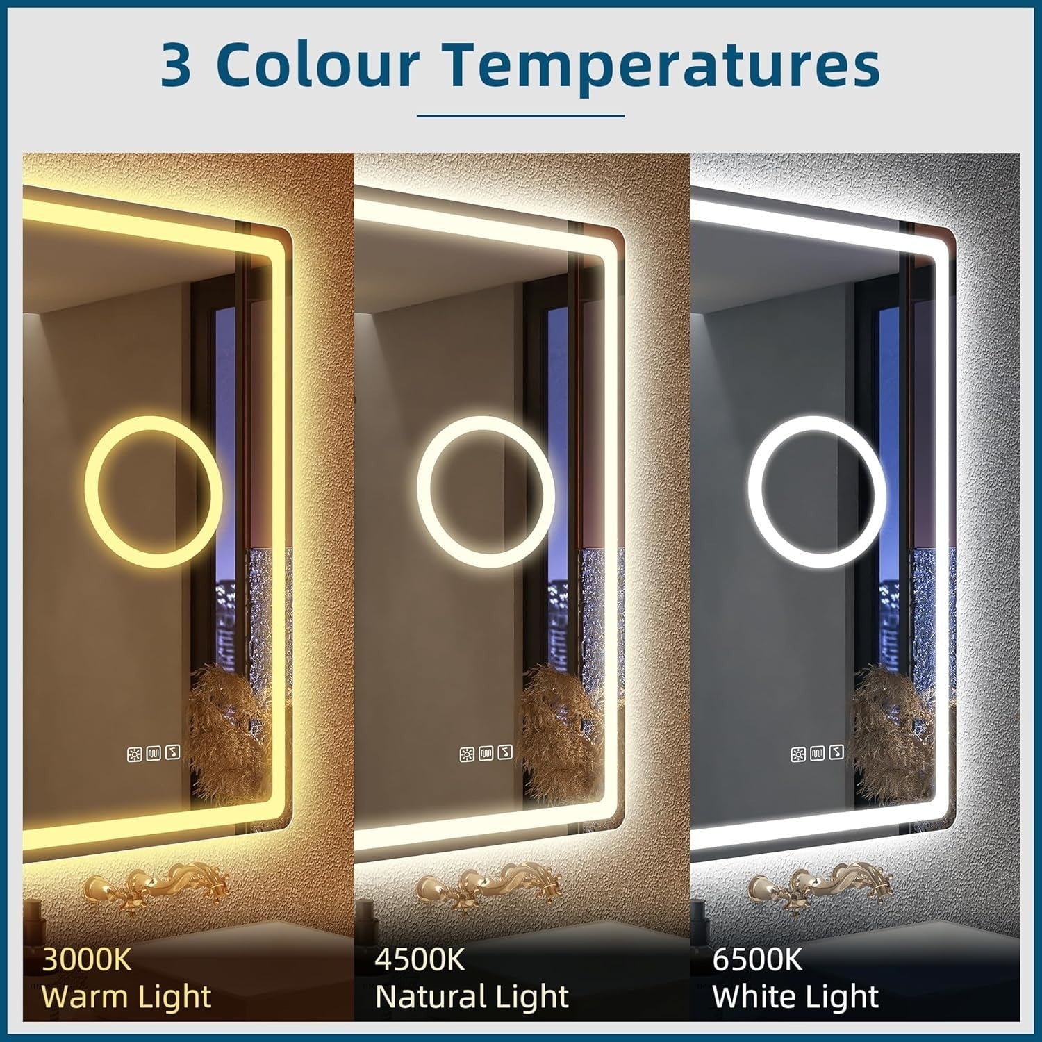 LED Bathroom Mirror 70x100 cm with Bluetooth, 5x Magnifier, Anti-Fog