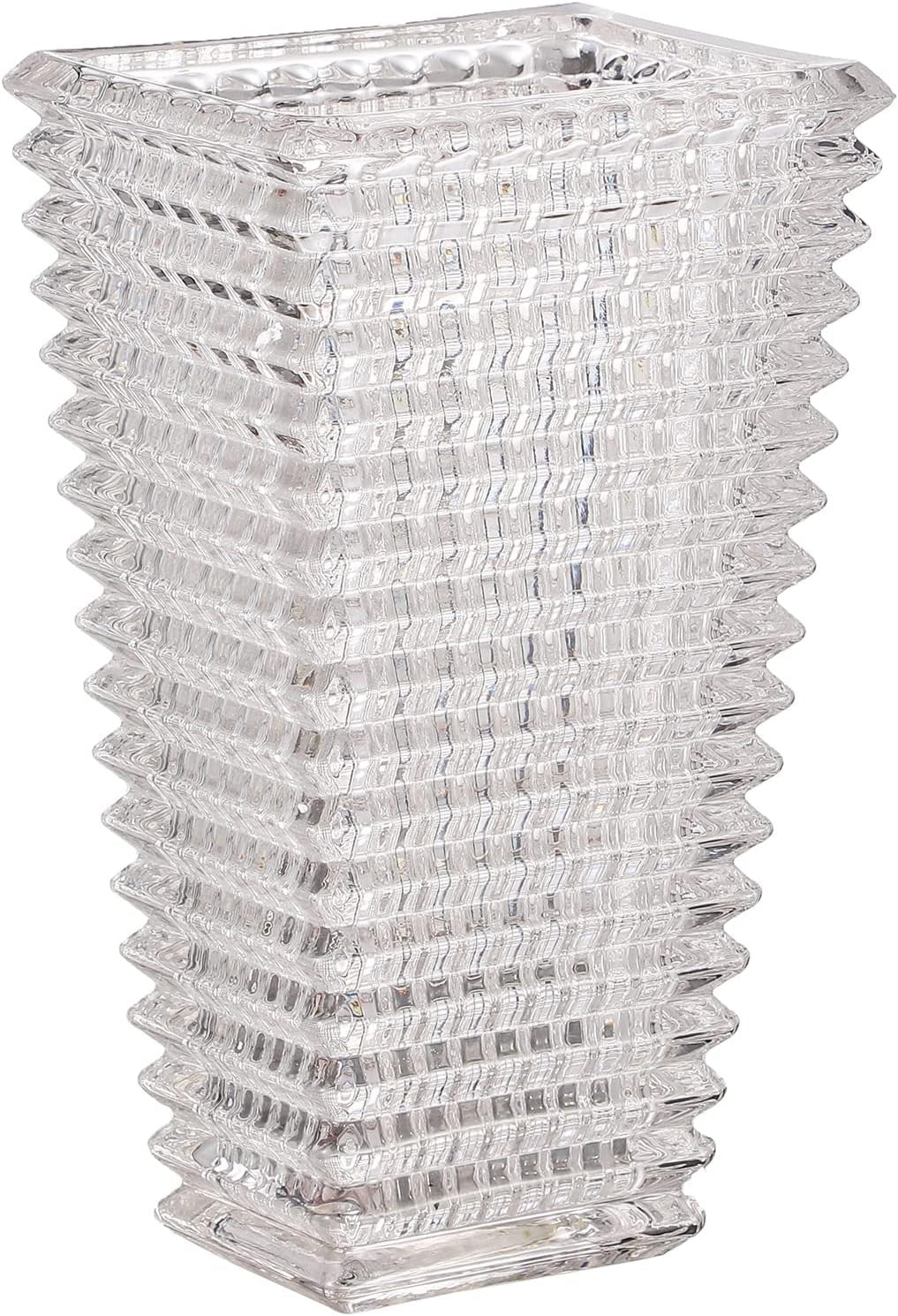 Clear Crystal Glass Vase XL Square Modern Flower Display Table Home Decor