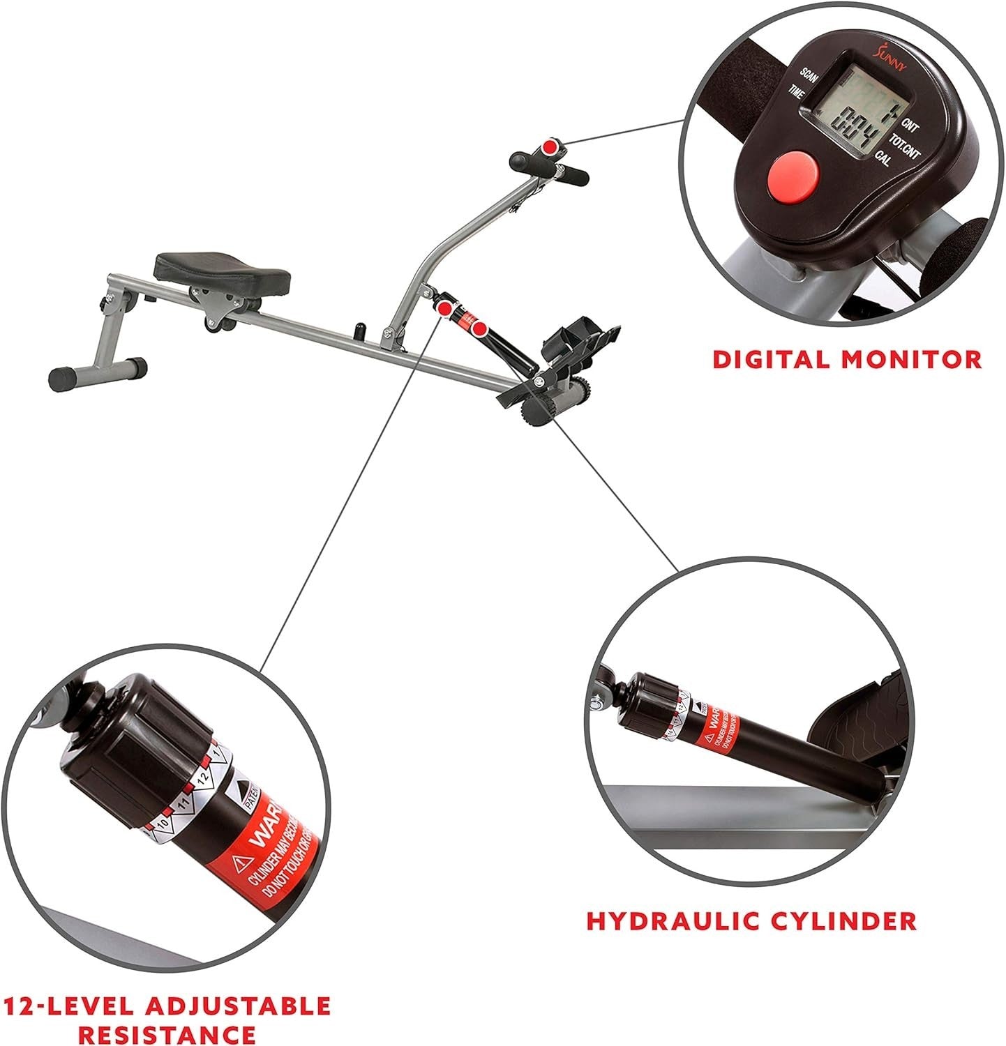 Elliptical Air Walker & Hydraulic Rowing Machine Home Gym Fitness Set