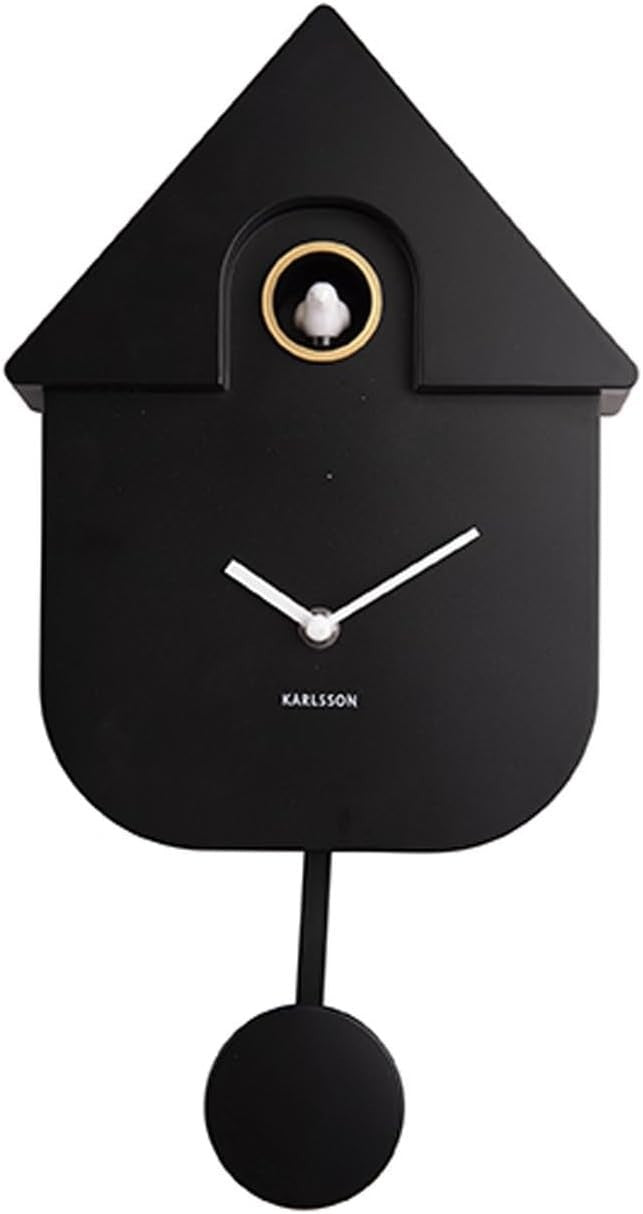 Silent Black Cuckoo Clock with Adjustable Volume & Night Silence 27.5x27.5cm