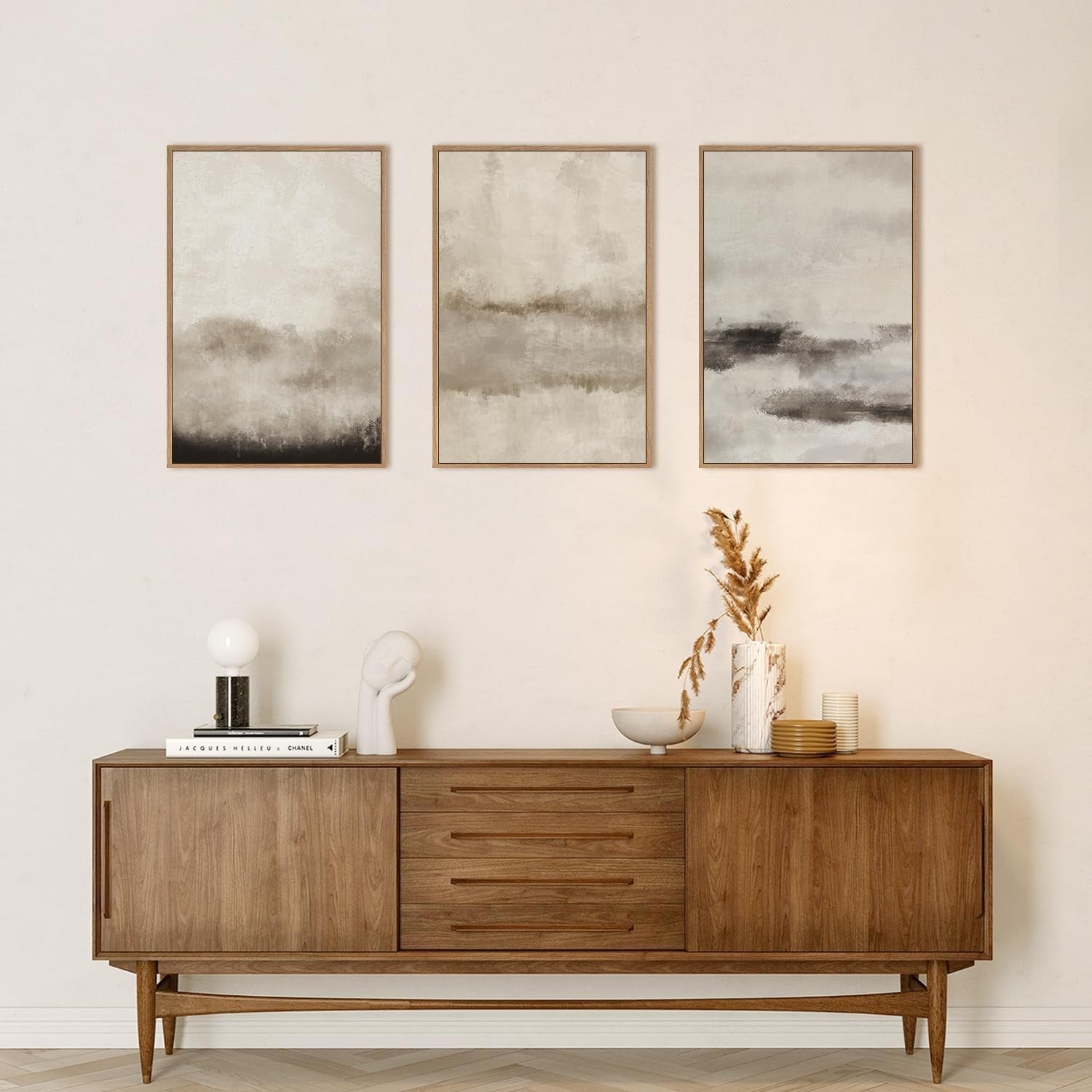 3 Panel Abstract Mountain Canvas Wall Art 30x40cm Framed Set