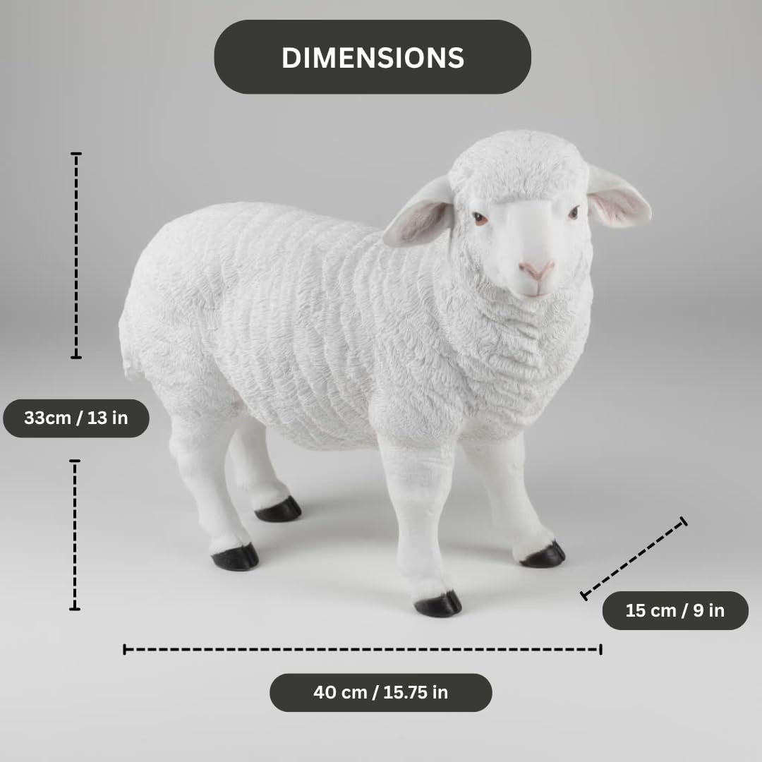 Standing Sheep Garden Ornament Resin Farm Animal Statue Outdoor Decor Gift