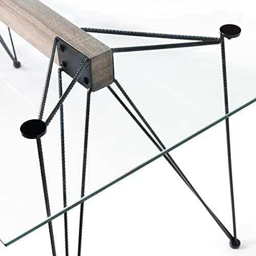 Clear Glass 6 Seater Dining Table 180cm x 90cm Black Powder Legs