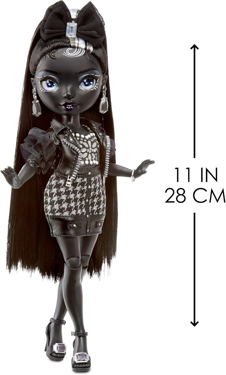 Greyscale Fashion Doll Two Outfits Black Hair Accessories Stand