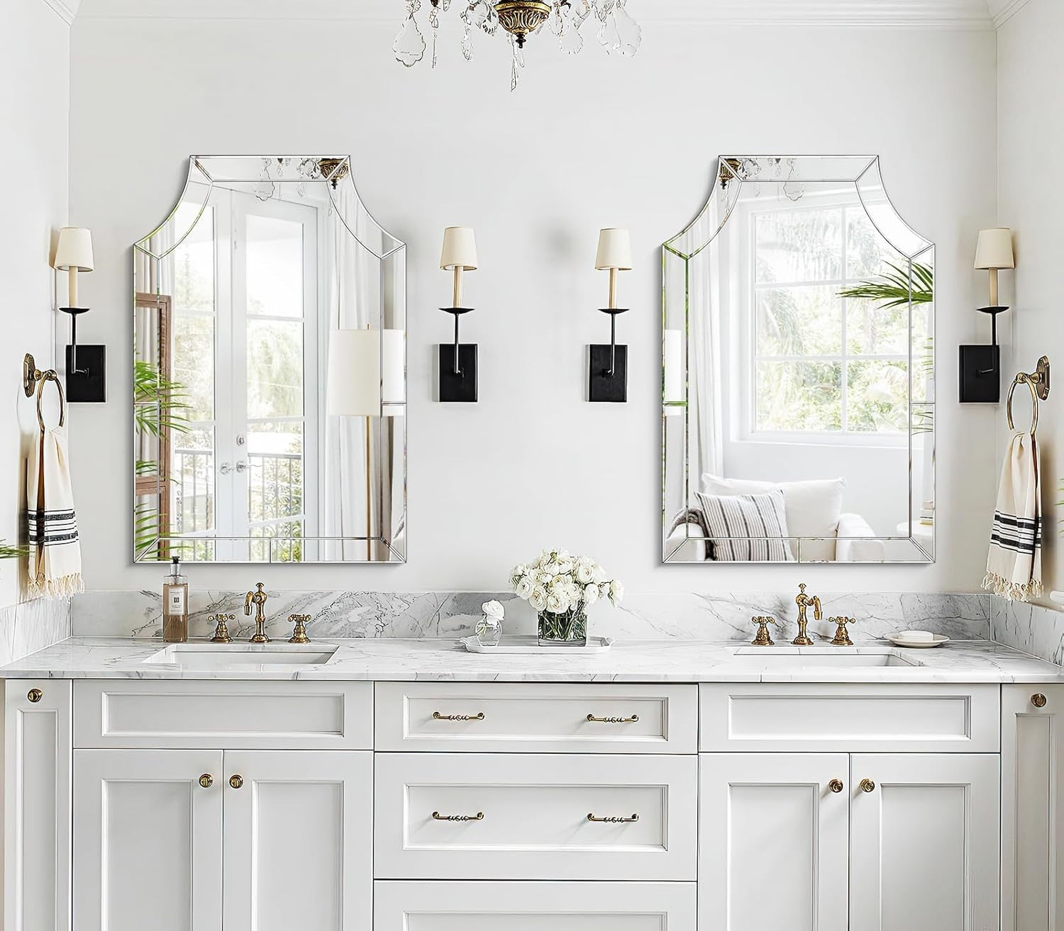 Large Decorative Frameless Wall Mirror 120x80cm Modern Beveled Edge