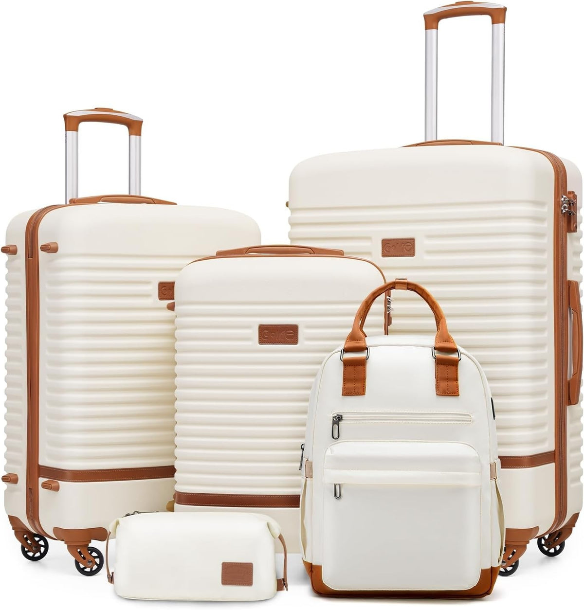 5PC Luggage Set Hard Shell Suitcases TSA Lock 360 Spinner + Backpack