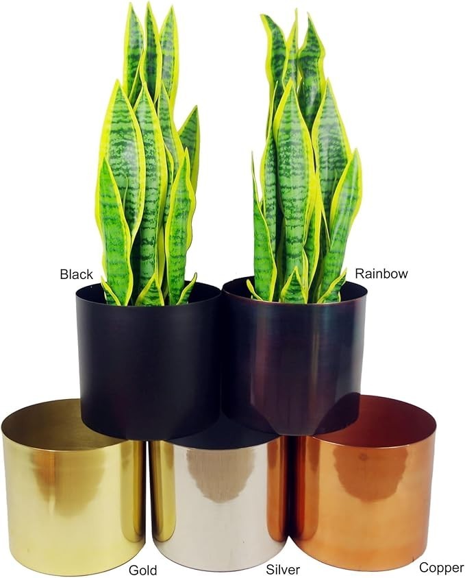 Tall Black Metal Plant Stand with Copper Planter 62cm Modern Home Decor