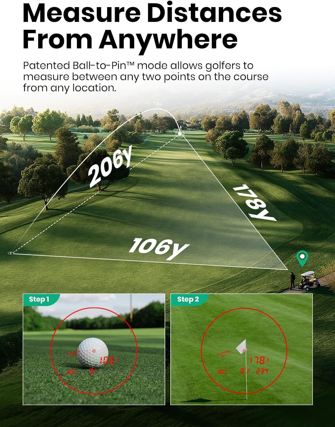 Golf Laser Rangefinder GPS Touchscreen Slope 1300 Yards Flag Lock Vibration