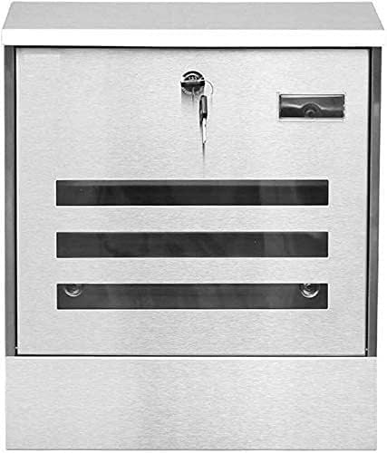 Wall-Mounted Lockable Mailbox Silver Steel Large Design Weatherproof Secure