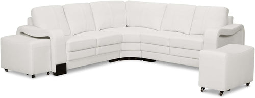 Genuine Leather 5 Seater Corner Sofa with Ottomans – Modern, Durable & Spacious