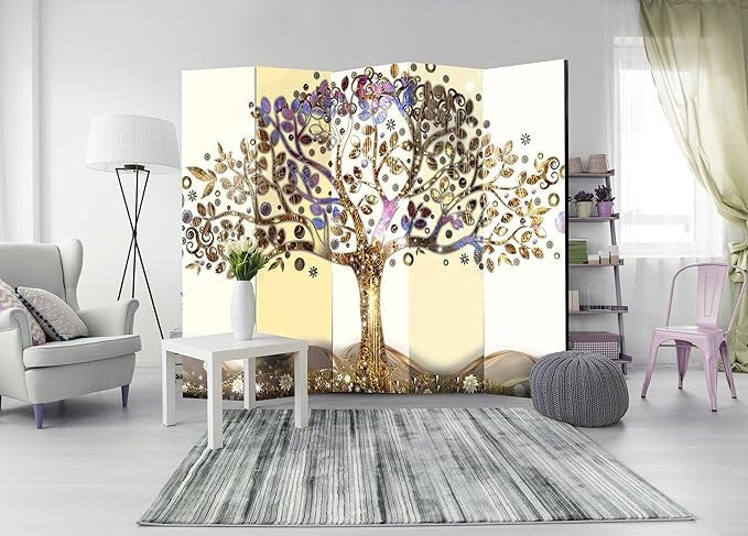 Luxury Tree Design 5 Panel Room Divider 225×172cm Large Privacy Screen