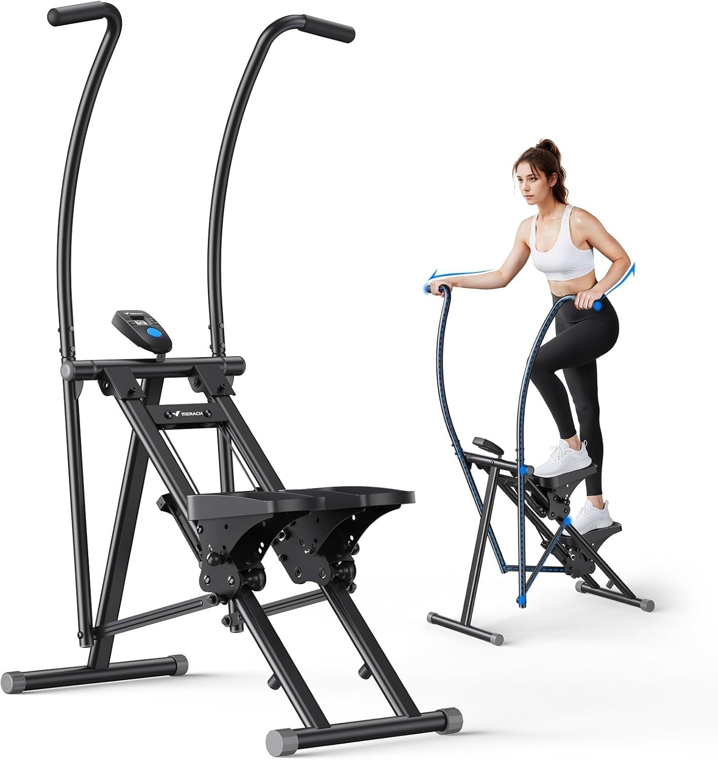 Foldable Stair Climber w/ Synchronized Motion, LCD Tracker & Adjustable Pedals
