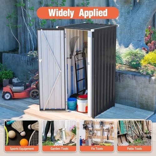 Metal Garden Storage Shed 2.6x2.9ft Waterproof Outdoor Bin & Tool Cabinet