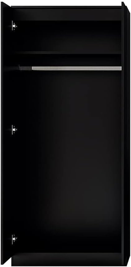 Modern 2-Door Bedroom Wardrobe Black, Scratch-Resistant, Ample Storage