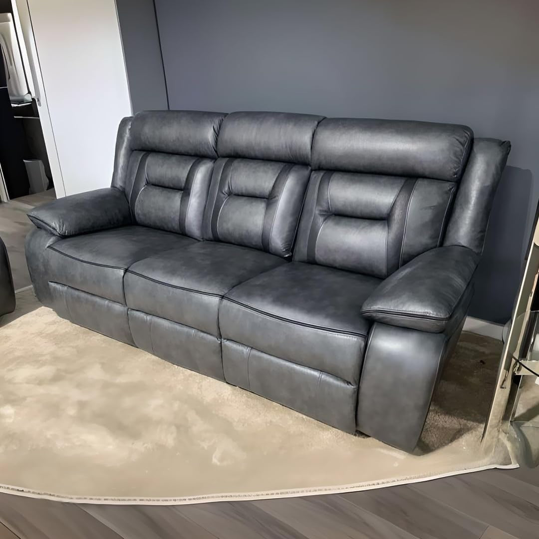 3+2 Electric Recliner Sofa Set Leather USB Charging Grey Living Room Suite