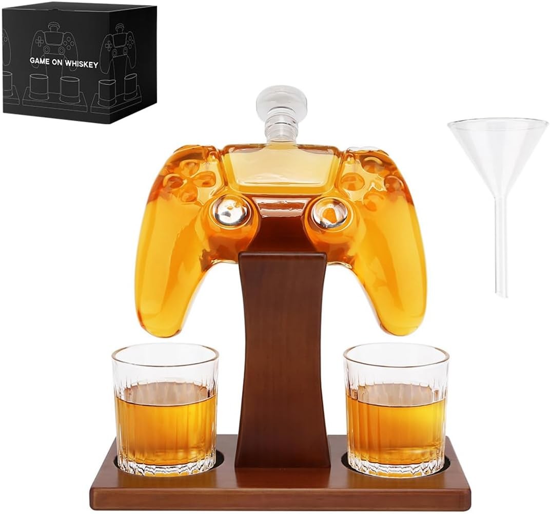 Retro Game Controller Whiskey Decanter Set with Glasses | 750ml Gift for Men
