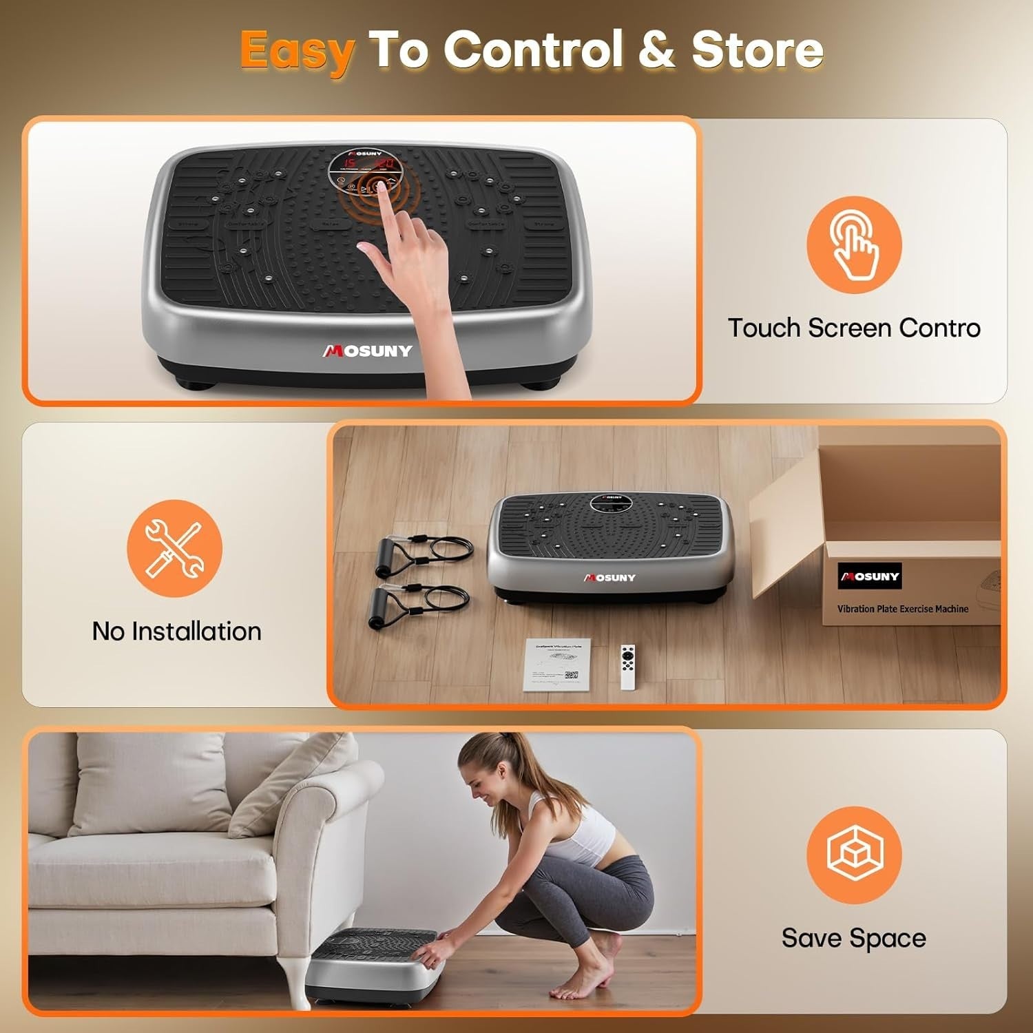 Dual Motor Vibration Plate Exercise Machine 120 Speeds 450LB Slim Body