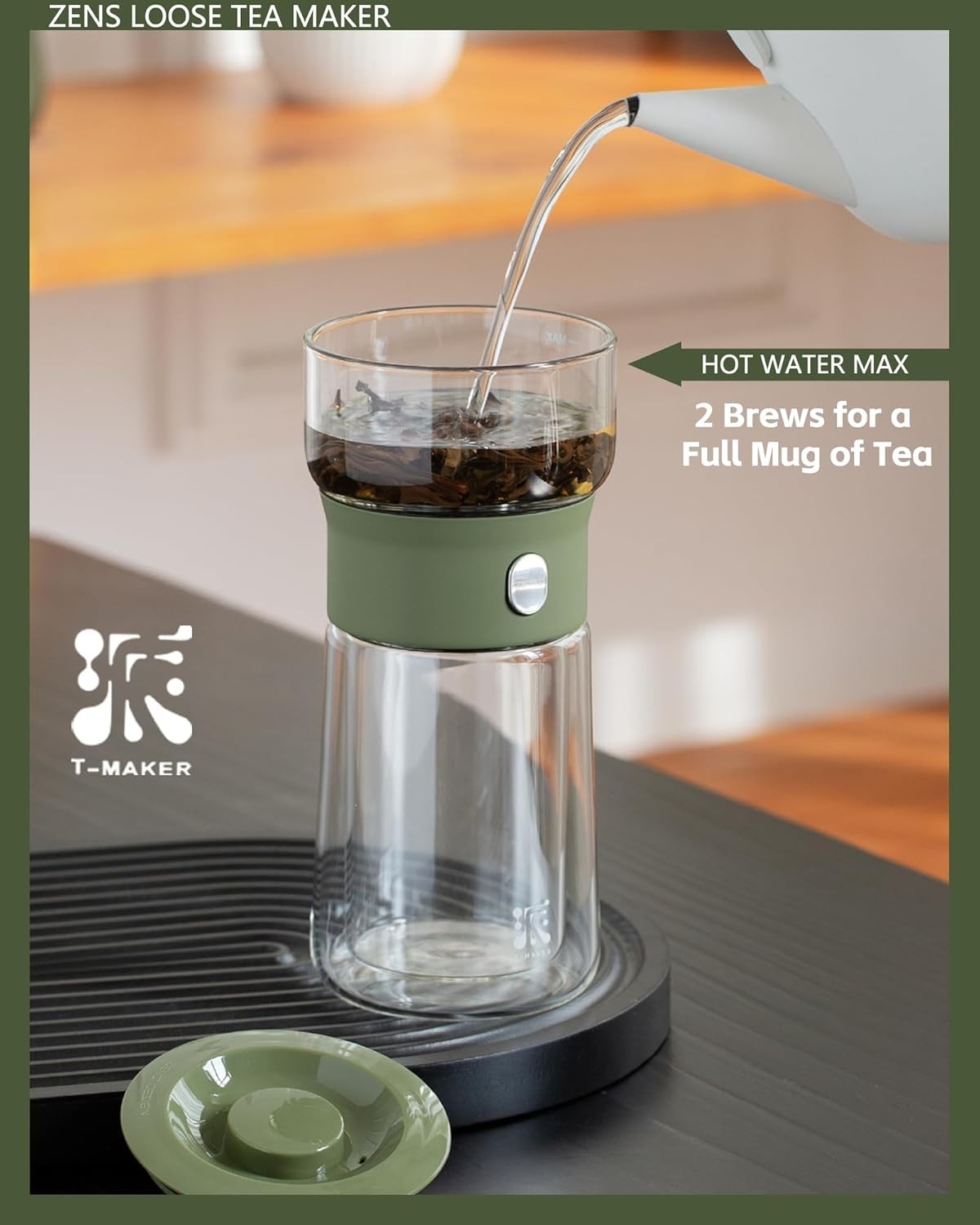 Smart Tea Maker 270ml One Touch Glass Infuser Set with Cup & Case